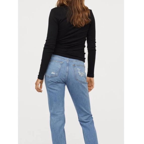 H&M &Denim Ripped Low-Rise Boyfriend Jeans (Size 2) - Picture 3 of 14